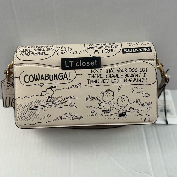 New Coach X Peanuts Tabby Shoulder Bag 26 With Newspaper Print CCB04 - Picture 9 of 15